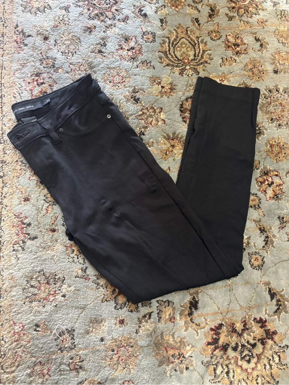 Calvin Klein Jeans Black Stretch Skinny Pants Leather Accent Pocket